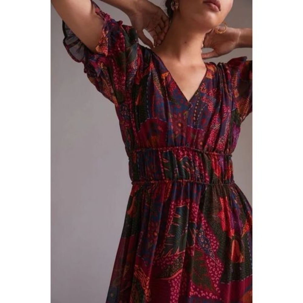 Anthropologie X Farm Rio Mixed Print Tiered Maxi Dress | XS | Boho Floral - Picture 2 of 4